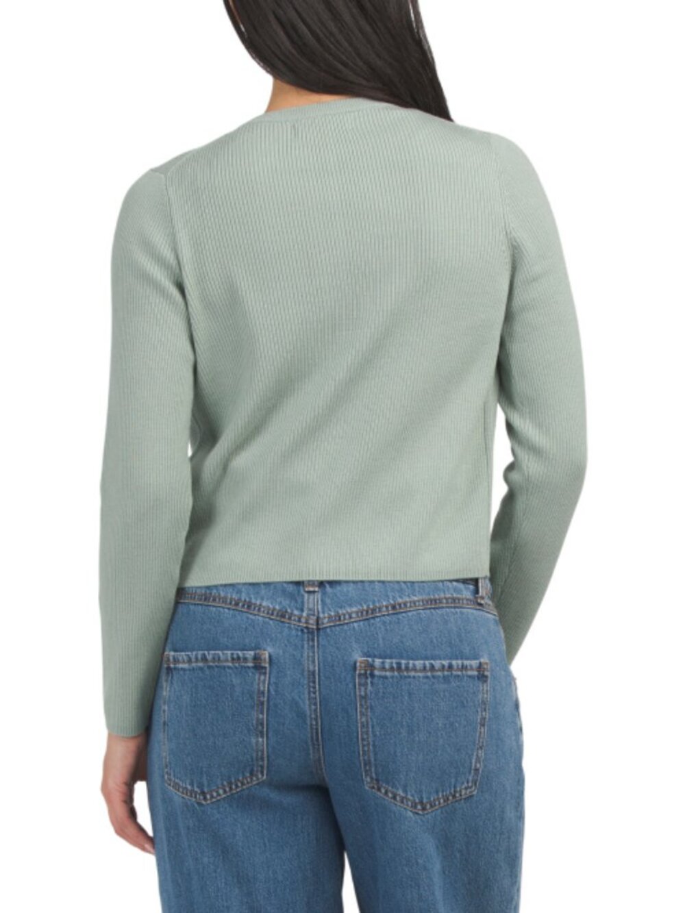 RACHEL ZOE Merino Wool Ribbed Cardigan With Buttons - Picture 2 of 3